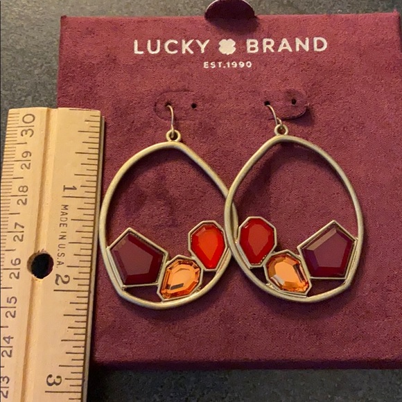 NEW Lucky Brand multi stone hoop earrings - Picture 3 of 9